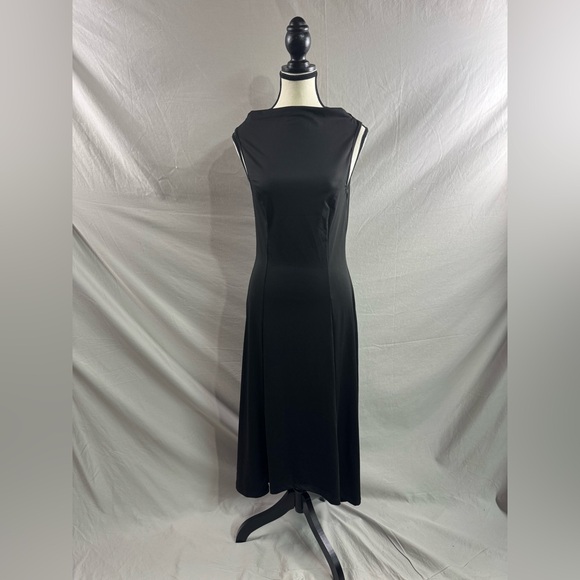 A Line Sleeveless Asymmetrical Hem Dress Black - Picture 9 of 11